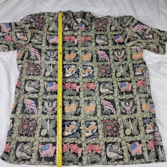 Reyn Spooner Dietrich Varez Mens 3XL 4th Of July Hawaiian Shirt America Outdoors - Picture 8 of 9
